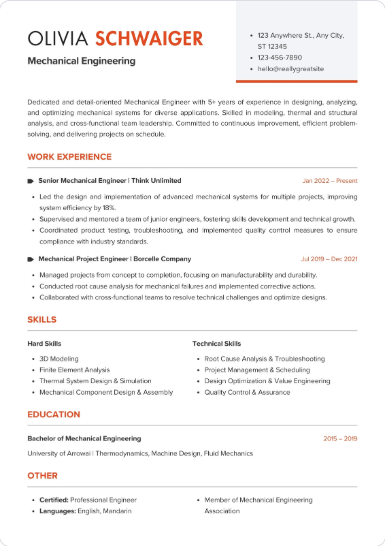 Professional CV Sample 64